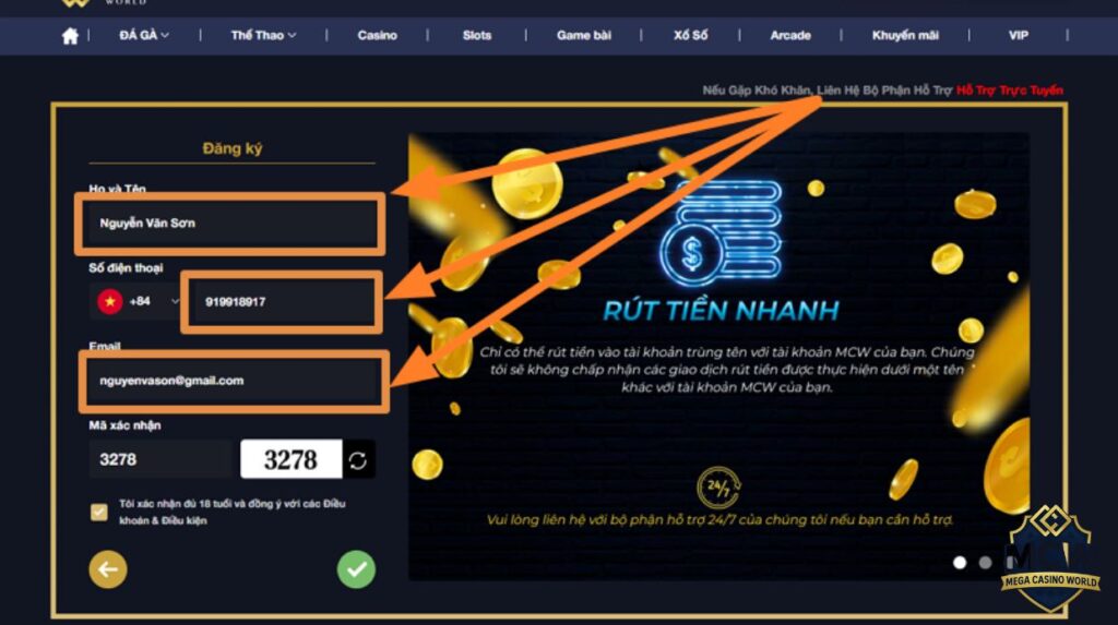 Thời gian xử lý và hạn mức rút tiền MCW